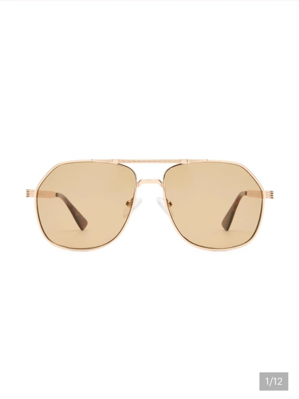 Cleobella Cosmo Gold Frame Aviator Sunglasses with Brown Lenses